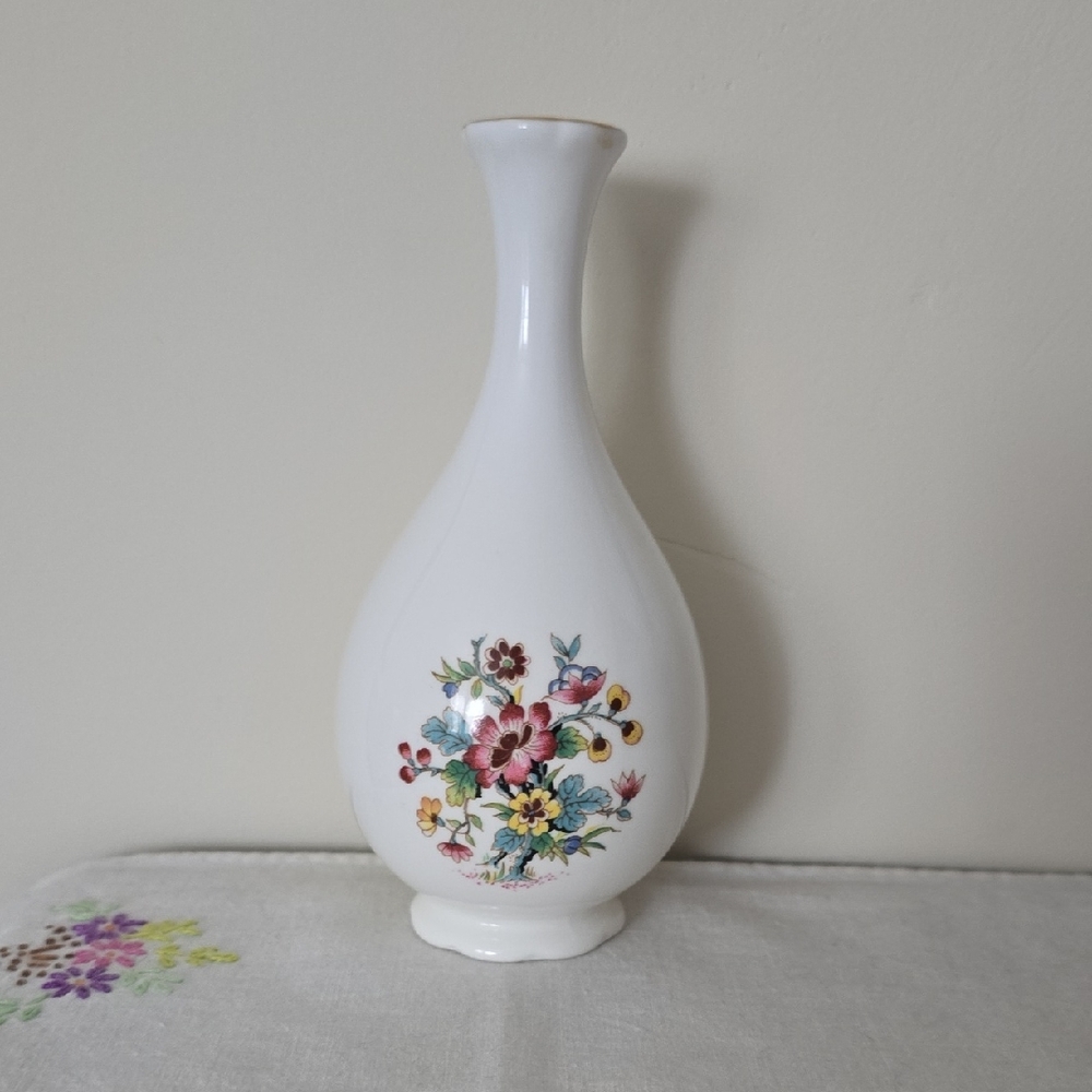 Coalport Ming Rose Bone China Floral White Vase